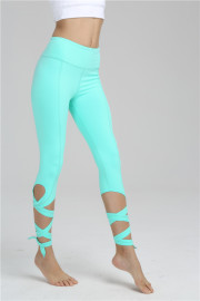 新款绑腿瑜伽裤四针六线现货一件代发芭蕾缠绕式瑜伽裤yoga七分裤